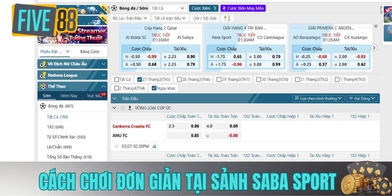 Cách chơi đơn giản tại sảnh saba sport